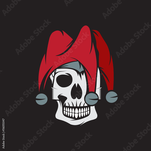 skull in jester cap vector design template