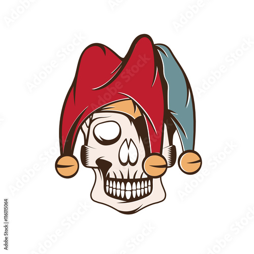 skull in jester cap vector design template