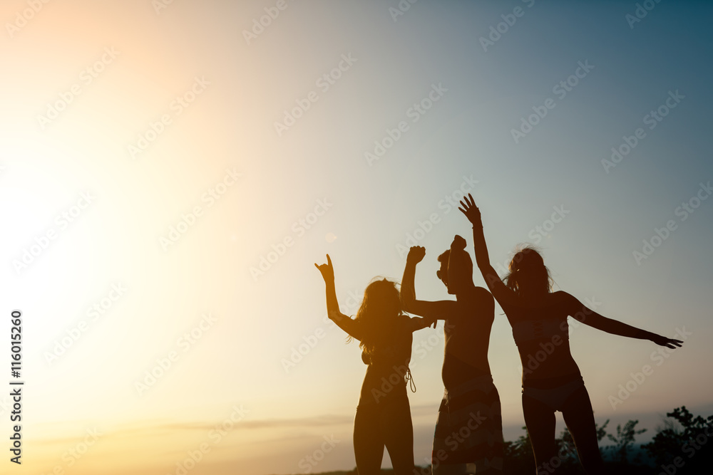 Friends partying during summer sunset Friends partying during summer sunset
