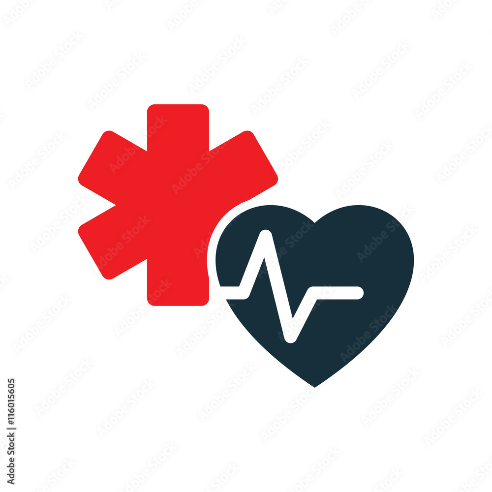 heart pulse medical star life icon on white background heart pulse medical star life icon on white background