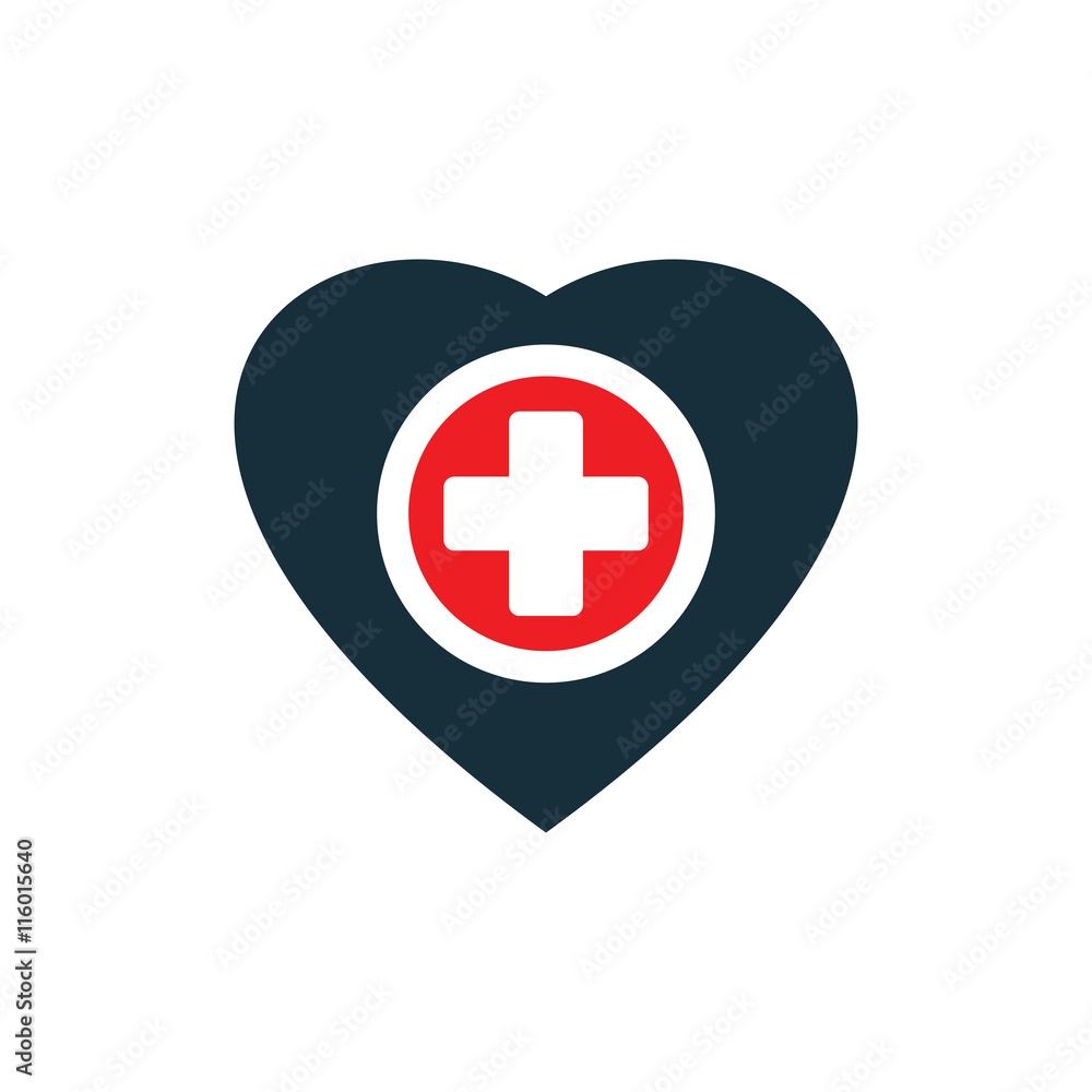 medical plus sign inside heart icon on white background medical plus sign inside heart icon on white background