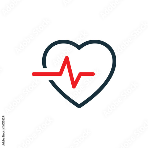 cardiology wave monitor heart icon black on white background