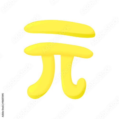 PI sign icon in cartoon style isolated on white background. Math symbol