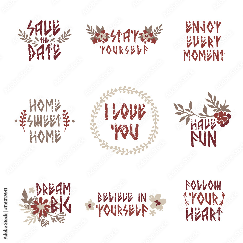 Set of nordic style lettering quotes Set of nordic style lettering quotes