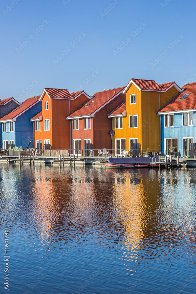 Colorful houses at the Reitdiephaven in Groningen Colorful houses at the Reitdiephaven in Groningen