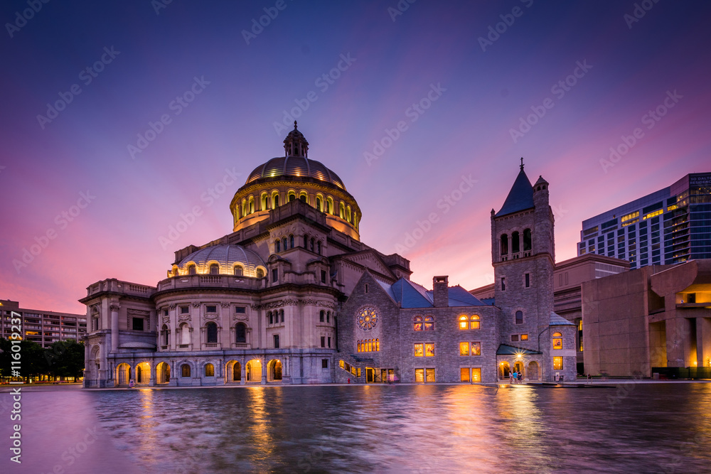 The Church of Christ, Scientist at sunset, at the Christian Scie The Church of Christ, Scientist at sunset, at the Christian Scie