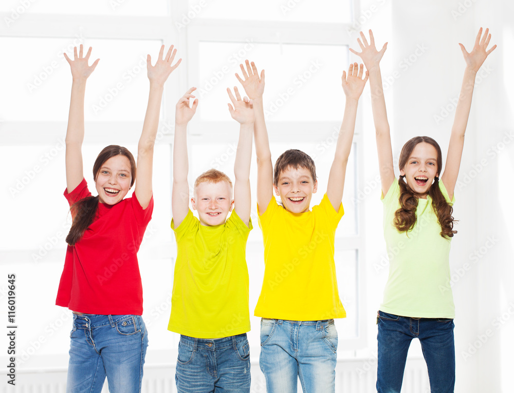 Happy group children in school Happy group children in school