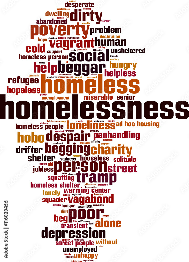 Homelessness word cloud concept. Vector illustration