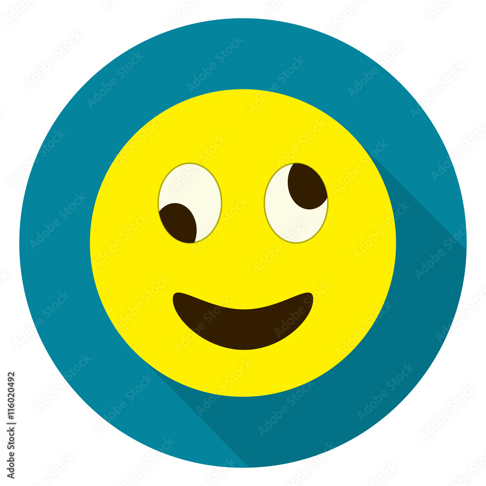 Fototapeta premium Emoticon crazy face. Crazy emoji. Isolated vector illustration on white background. Emoji longshadow icon.