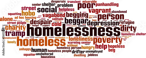 Homelessness word cloud concept. Vector illustration