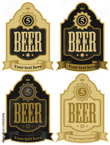set of vector labels for beer in retro style