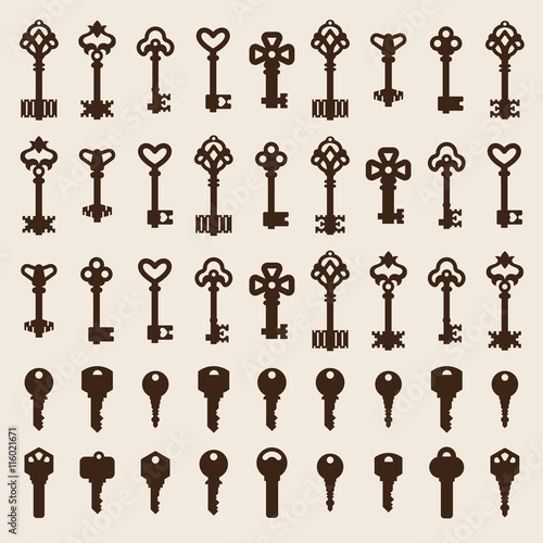 Vintage key vector isolated icon