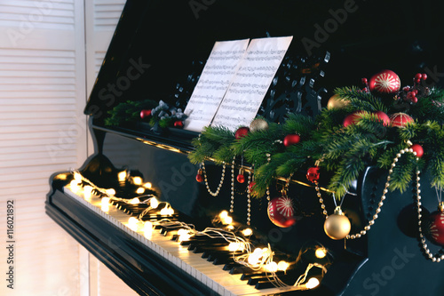 Music notes on piano with C...