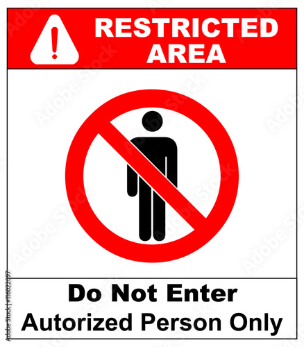 Vector Circle Prohibited Sign Restricted Area For Member Only or No Enter Sign in Caution Zone
