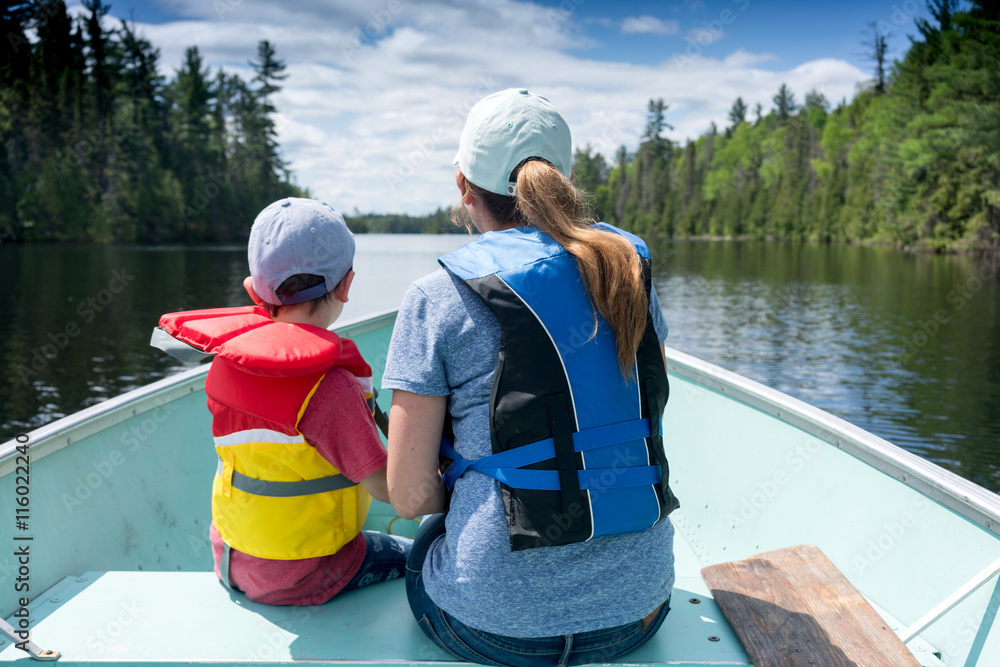 contryside ontario canada nature mother and child on a boat contryside ontario canada nature mother and child on a boat