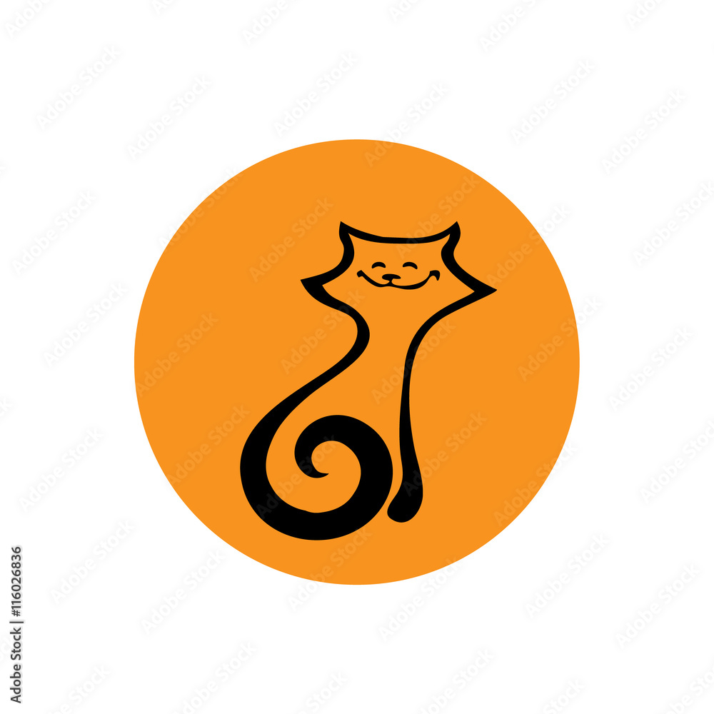 VECTOR SIMPLIFIED FIGURE OF HAPPY CAT. Linear graph. It can be used for zoo theme logo an element of the site design VECTOR SIMPLIFIED FIGURE OF HAPPY CAT. Linear graph. It can be used for zoo theme logo an element of the site design