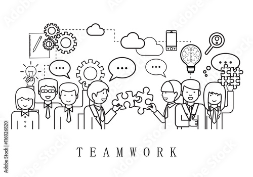 Teamwork  People Team - On White Background - Vector Illustration  Graphic Design. For Web Websites Magazine Page Print Materials