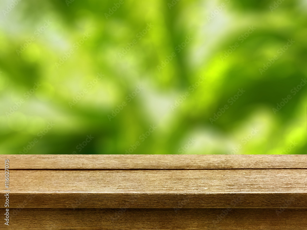 old wood table top on nature green bokeh background old wood table top on nature green bokeh background