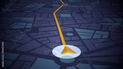 GPS Navigation, Localization. Seamless loop. 3D view. 4k, Ultra HD, UHD.