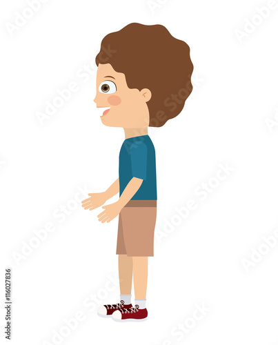 boy standing looking aside isolated icon design, vector illustration  graphic 