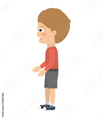 boy standing looking aside isolated icon design, vector illustration  graphic 