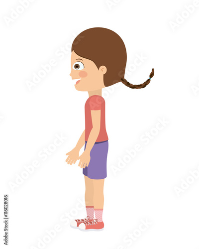 girl standing looking aside isolated icon design, vector illustration  graphic 