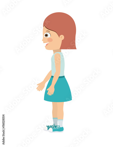 girl standing looking aside isolated icon design, vector illustration  graphic 