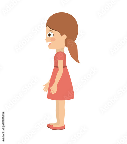girl standing looking aside isolated icon design, vector illustration  graphic 