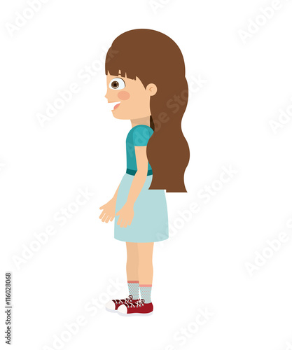 girl standing looking aside isolated icon design, vector illustration graphic 