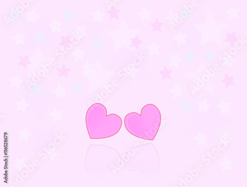 Corações apaixonados em céu estrelado de fundo rosa photo