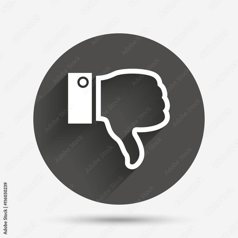 Dislike sign icon. Hand finger down symbol. Dislike sign icon. Hand finger down symbol.