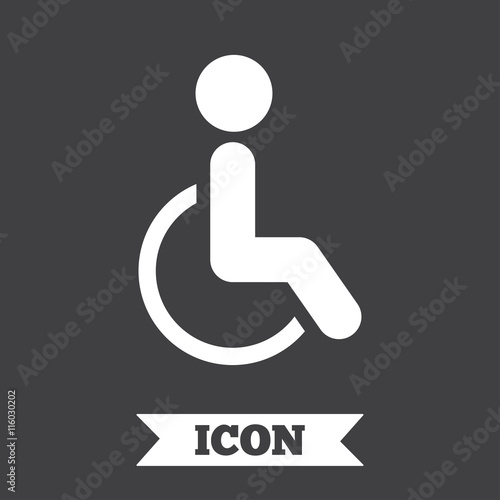 Disabled sign icon. Human on wheelchair symbol.