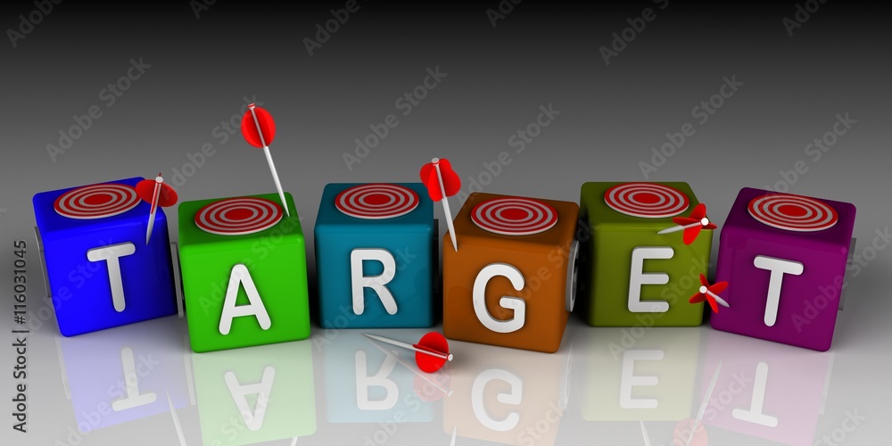 target in colourful cubes with dart miss the red point target in colourful cubes with dart miss the red point