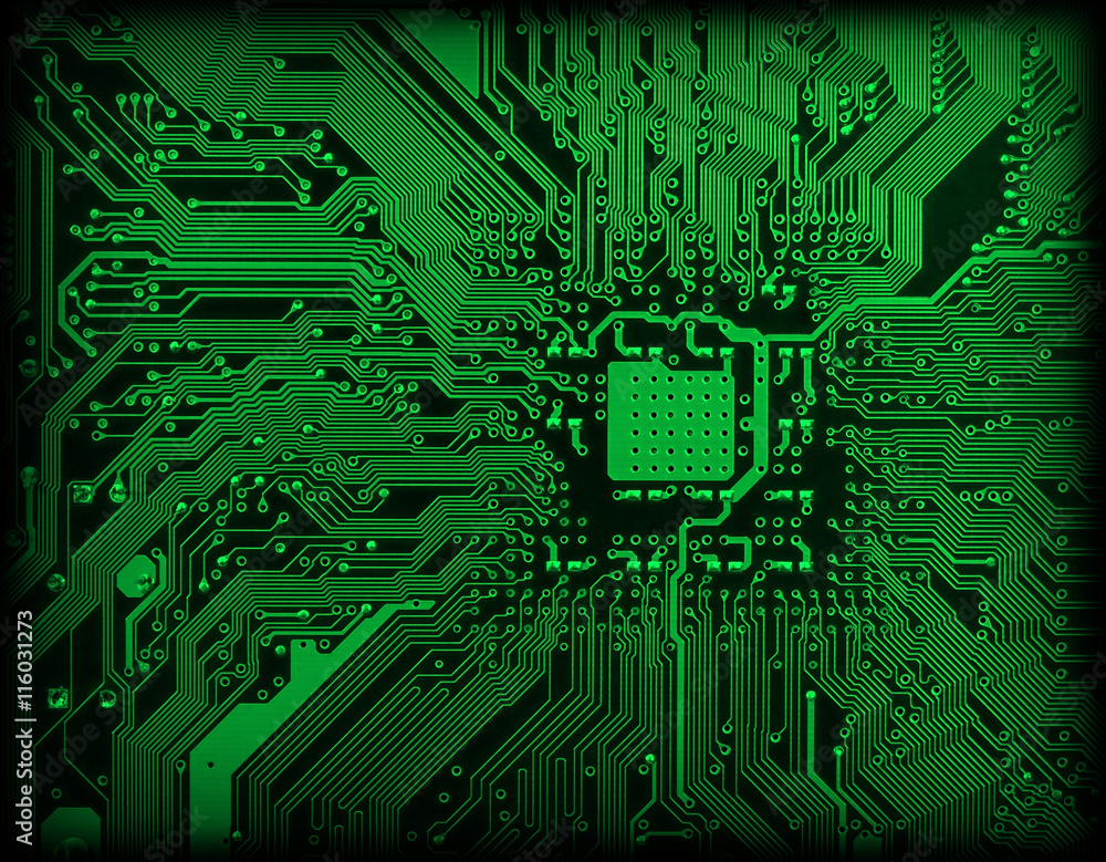 Technological industrial electronic green background Technological industrial electronic green background