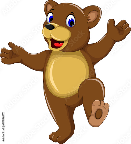 happy bear cartoon walking