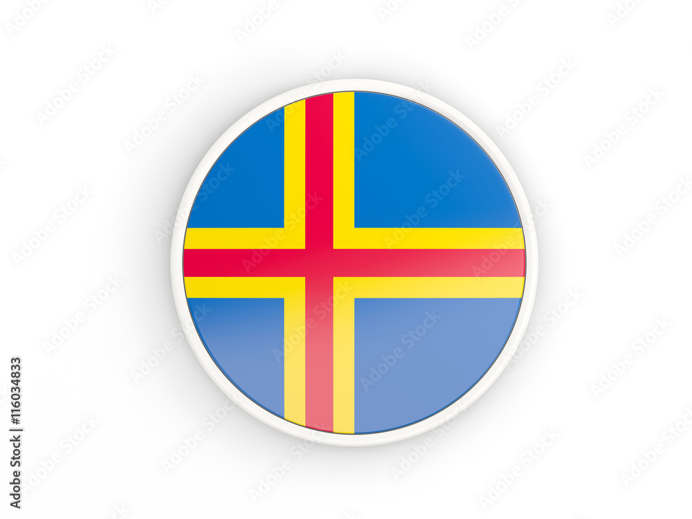 Fototapeta premium Flag of aland islands. Round icon with frame