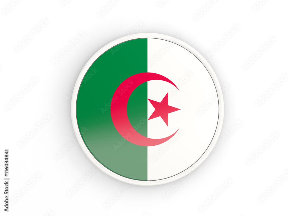Flag of algeria. Round icon with frame Flag of algeria. Round icon with frame