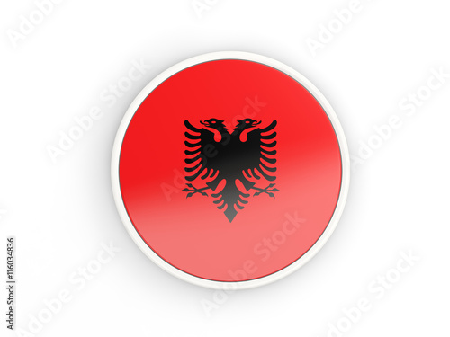 Flag of albania. Round icon with frame