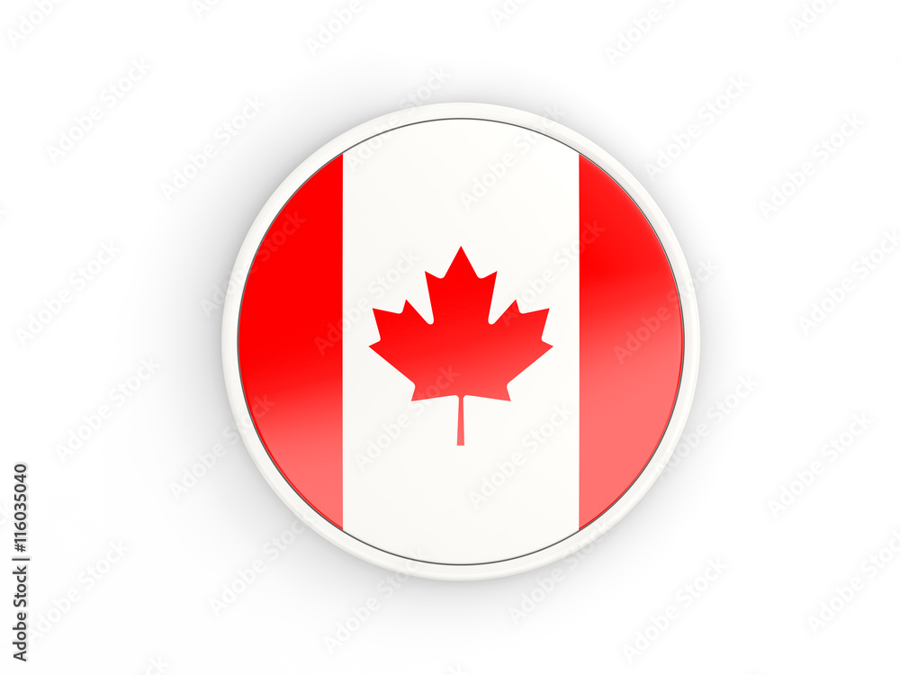 Flag of canada. Round icon with frame Flag of canada. Round icon with frame