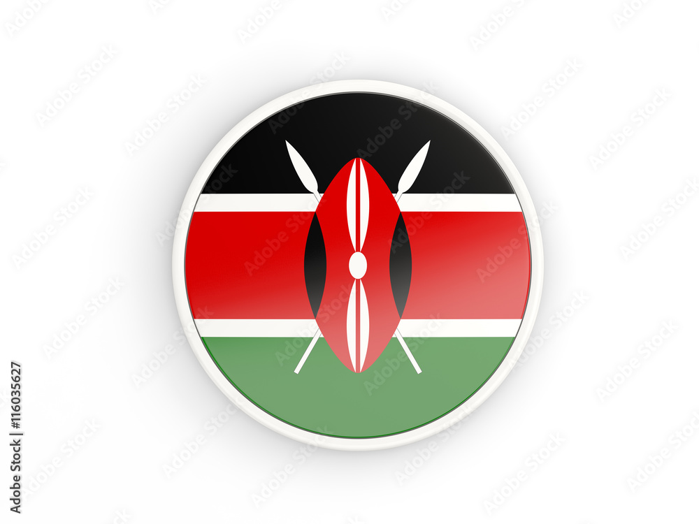 Flag of kenya. Round icon with frame Flag of kenya. Round icon with frame