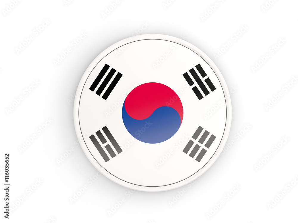 Flag of korea south. Round icon with frame Flag of korea south. Round icon with frame