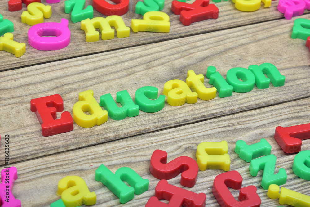 Education on wooden table Education on wooden table