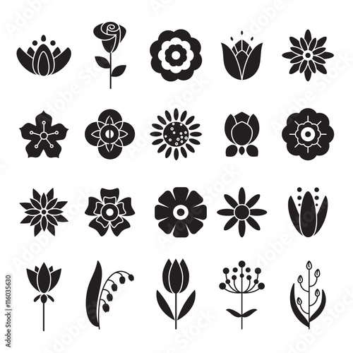 Simple flowers icons set. Universal icon to use for web