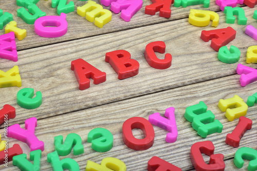 ABC on wooden table
