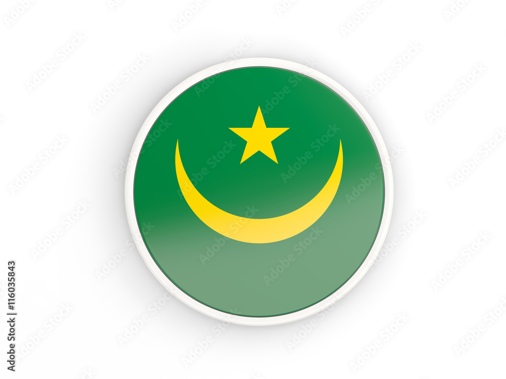 Flag of mauritania. Round icon with frame Flag of mauritania. Round icon with frame