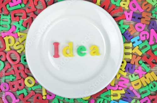 Idea word on plate