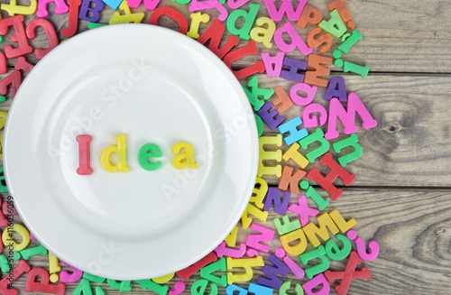 Idea word on plate