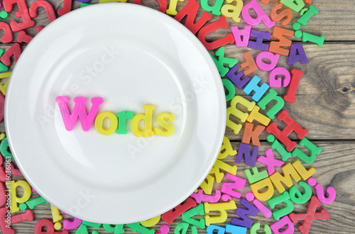Words on plate