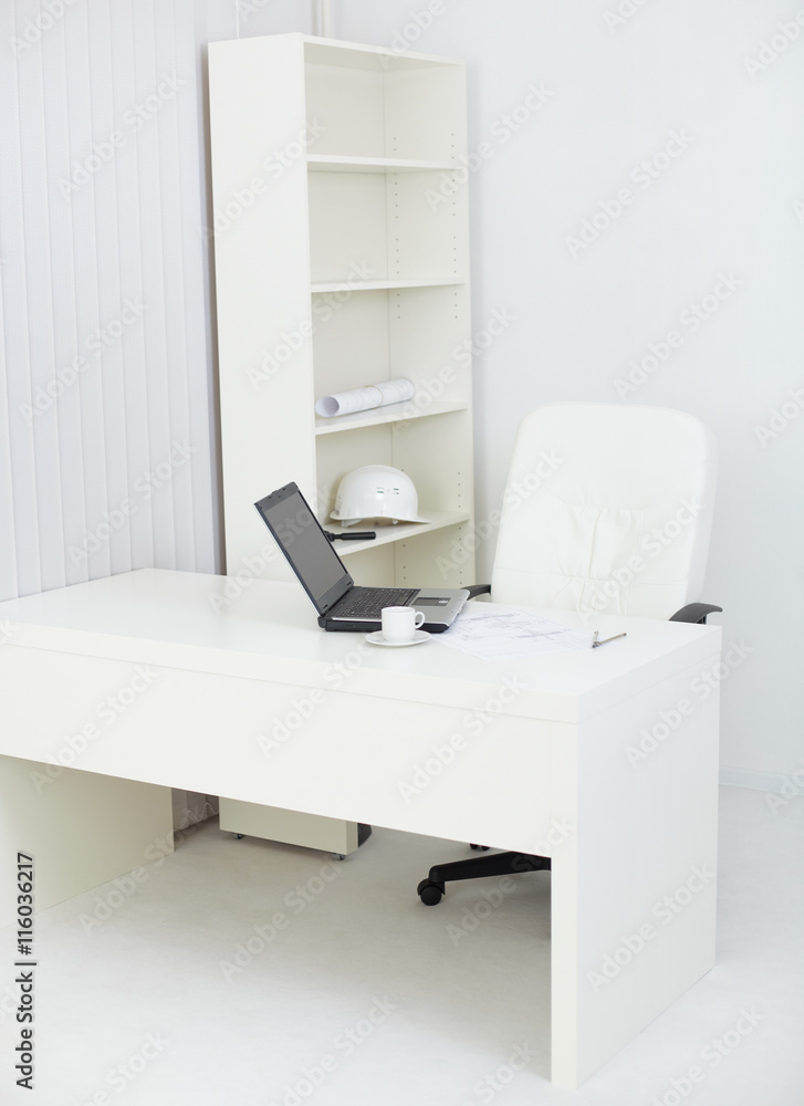 Interior of office with workplace of engineer Interior of office with workplace of engineer