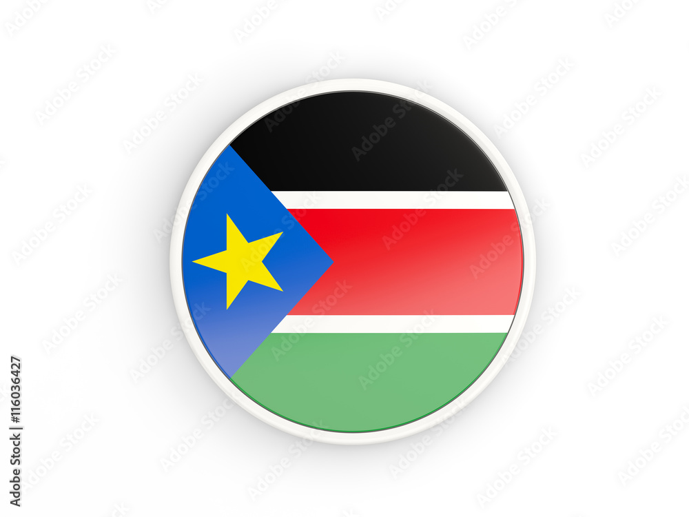 Flag of south sudan. Round icon with frame Flag of south sudan. Round icon with frame